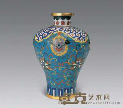清中期 铜胎掐丝珐琅缠枝莲纹瓶 高16.5cm
